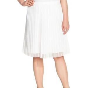 NWT CALVIN KLEIN WHITE MESH PLEATED MIDI SKIRT